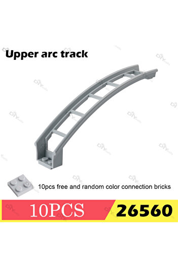Choice3 26560 رمادي 10 قطع رمادية قضبان مسار أفعوانية صغيرة أجزاء تقنية MOC Building Block Co