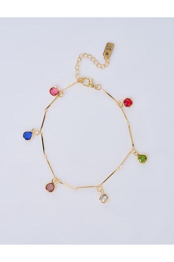 Kayra Zircon Stone Anklet Gold