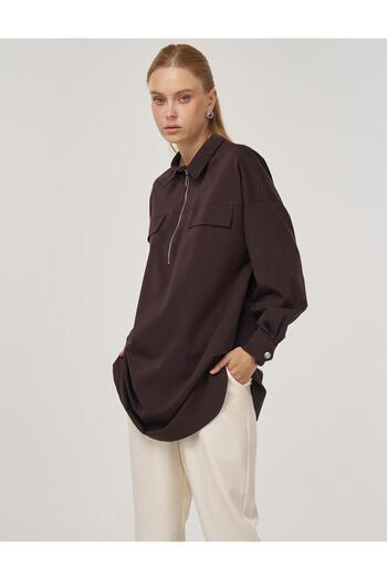 KYR Combed Cotton Tunic with Flap Pocket Dark Brown