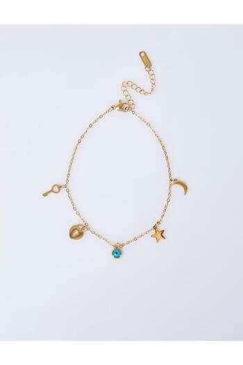 Kayra Minimal Figured Anklet Gold