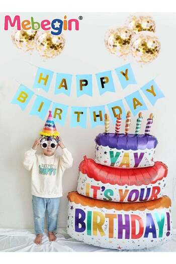 MEBEGIN 3 Tier Cake Shape Birthday Balloons Set for Birthday Decorations