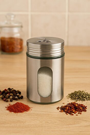 HSDemirci Metal Salt Shaker Pepper Shaker Seasoning Container 200 ml Gray