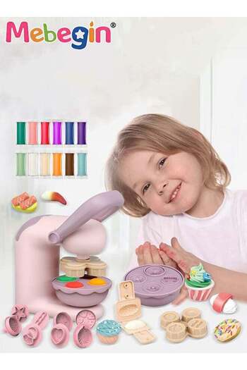 MEBEGIN DIY Playdough Set, Multi-colored Burger Making Set with 25 PCS Accessories and 12 Colors of