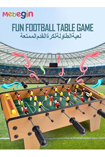 MEBEGIN Fun Table Football Toy, Tabletop Mini Games with 4 Football and 18 Players, Wooden Outdoor I
