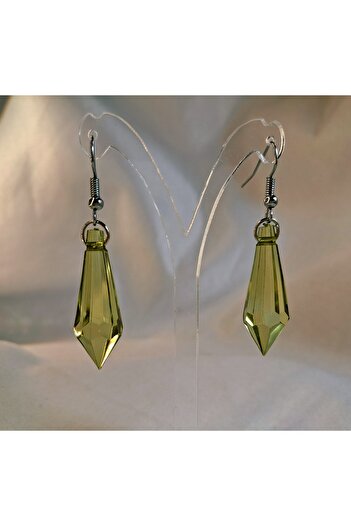 Crystal Atelier Green Crystal Bead Long Dangle Elegant Women's Earrings - Green Crystal Earrings - Gift Stylish Women's Earrings