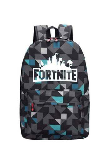 Generic Fortnite Printed Fashionable Backpack Black/Grey/Blue