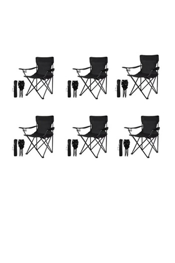 Generic Camping Chair Set of 6 Folding Chairs with Oxford Cloth and Metal Legs - 40 x 40 x 80 cm