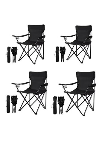Generic Camping chair set consisting of 4 folding chairs made of Oxford cloth and metal legs - comfortable and lightweight,