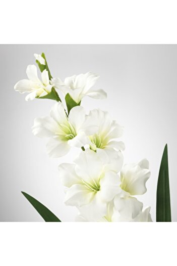 Davida Dreams Floare artificiala ornamentala, fir de gladiola alba, aspect , lung, 1 m
