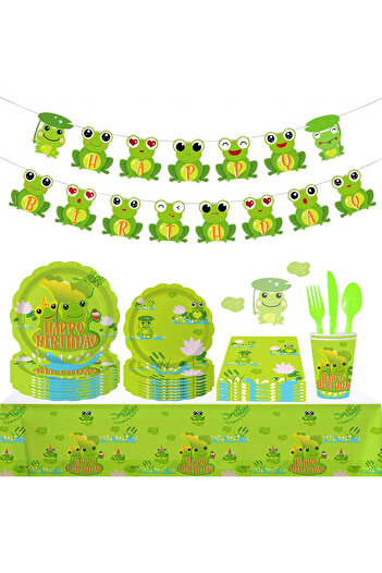 JeVenis party tableware set, cardboard, green, 42 pieces
