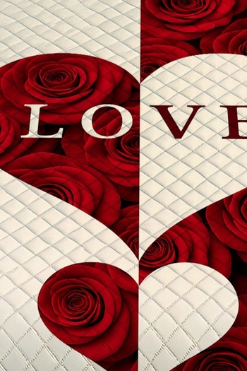 Else Dekor Red and White Heart Love Floral Patterned Double Pike Set Bedspread