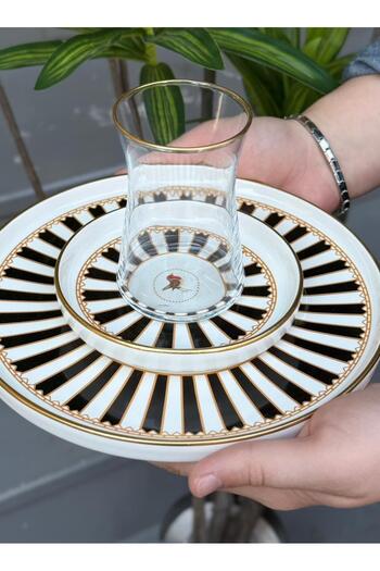 Onedekor 18 Piece Modern Piano Black Bird Cake Tea Time Set