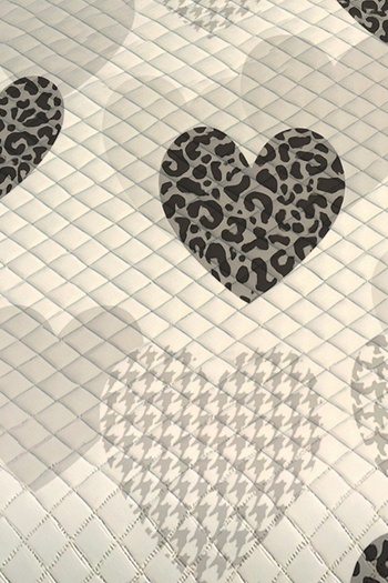 3D ELSE HALI Gray Black Hearts Patterned Double Pique Set Bedspread