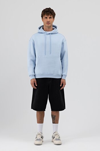 VAMOSCLO Basic Oversize Hooded Sweatshirt Baby Blue