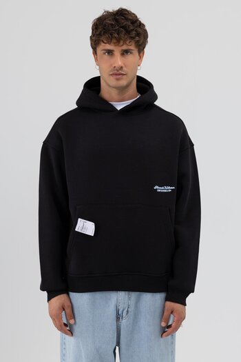 VAMOSCLO Oversize Hooded Printed Sweatshirt Black
