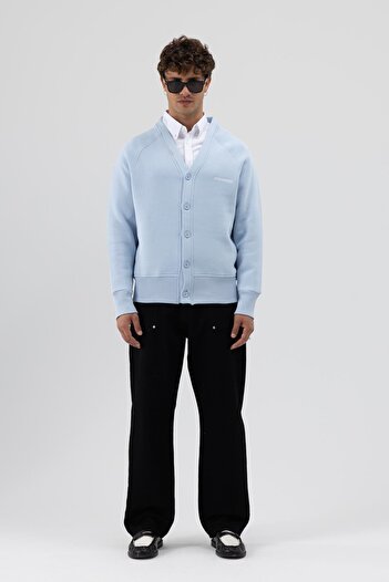 VAMOSCLO Oversize Buttoned Sweatshirt Baby Blue