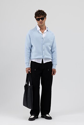 VAMOSCLO Oversize Buttoned Sweatshirt Baby Blue