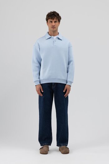 VAMOSCLO Basic Polo Neck Sweatshirt Baby Blue