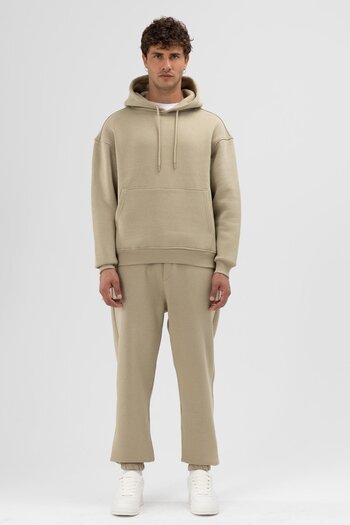 VAMOSCLO Basic Oversize Hooded Sweatshirt Khaki