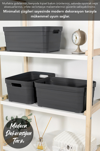 Meleni Home 2 Pieces Decorative Pyramid Storage Box - Closet Organizer Organizer Box 10.8 Liters Anthracite