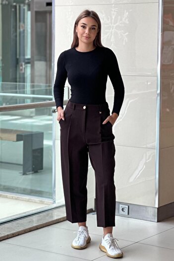 sentez giyim Sentez Roman Pleated Trousers with Elastic Back