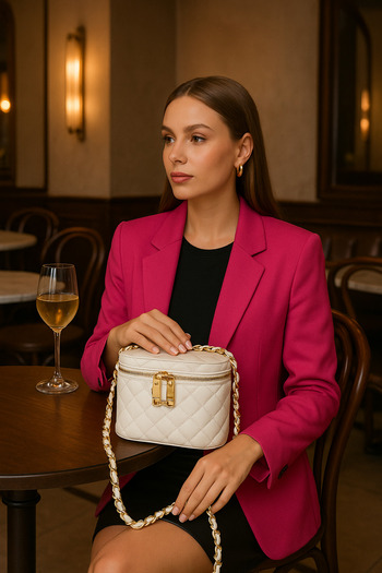 ESTUTE Luxury Iconic Chain Detailed Quilted Shoulder Bag