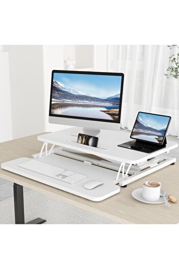 You Furnitures Adjustable Sit-Stand Desk 45x64 cm, work standing or sitting, adjustable height 12-43 cm, smartphone