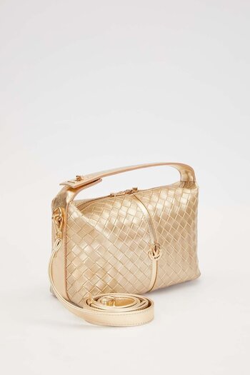 Levidor Gold Knitted Textured Handbag