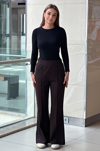 sentez giyim Sentez Panega Knitted Spanish Flared Trousers