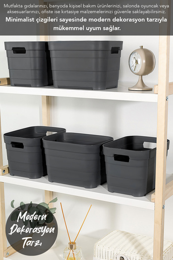 Meleni Home 2 Pieces Decorative Pyramid Storage Box - Closet Organizer Organizer Box 5 Liters Anthracite
