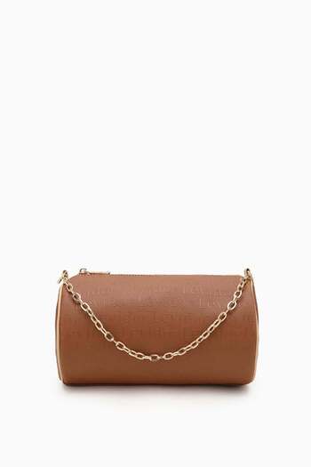 Levidor Tan Printed Cylinder Model Handbag