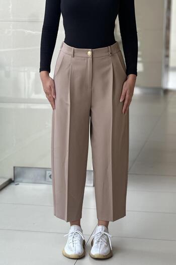sentez giyim Sentez Roman Pleated Trousers with Elastic Back