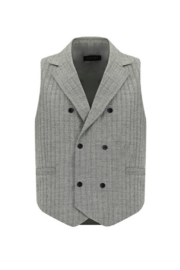 Kiğılı Linen Blend Patterned Classic Double Breasted Vest