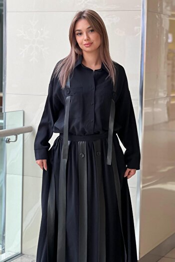 Ceremony Tunic with Leather Strap Detail on the Shoulder