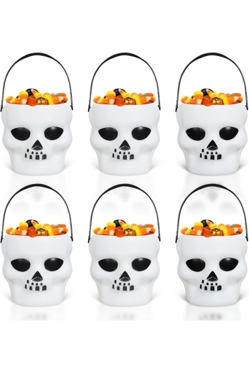 Yisscen Set of 6 Halloween buckets Yisscen, plastic, black/white, 7 x 6 x 10.5 cm