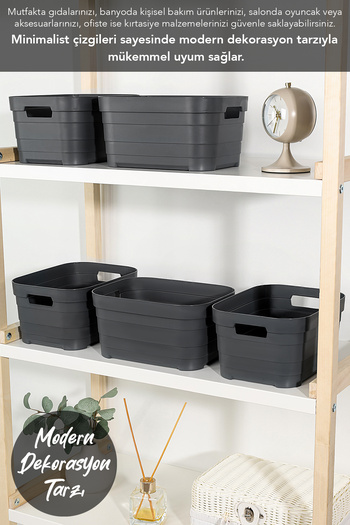 Meleni Home 1 Piece Decorative Pyramid Storage Box - Closet Organizer Organizer Box 3.8 Liters Anthracite