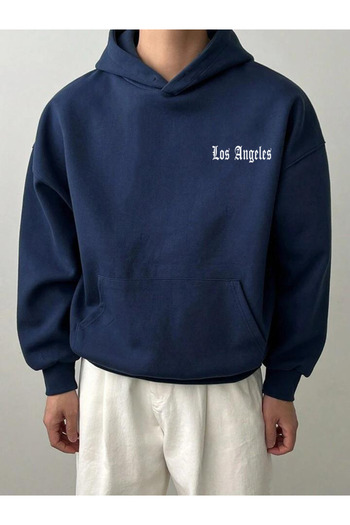DEEPSENCE Унісекс Синій худі з капюшоном Oversize Swetashirt LosA negeles мінімалістичний дизайн