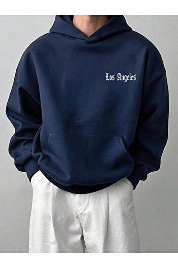 DEEPSENCE Унісекс Синій худі з капюшоном Oversize Swetashirt LosA negeles мінімалістичний дизайн