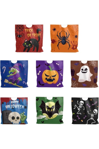 Azexcy Set of 24 Halloween bags, plastic, multicolor, 16.5 x 16.5 cm