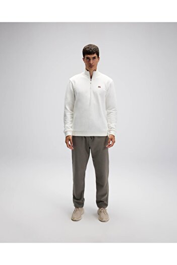 Ellesse Λευκό ανδρικό φούτερ με μισό φερμουάρ Em580