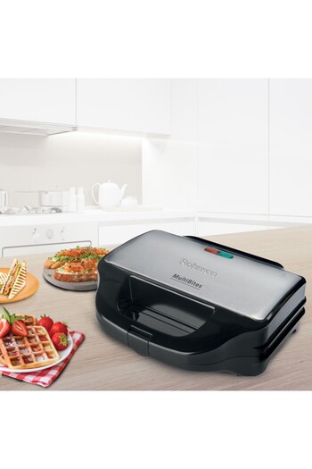 ROHNSON Sandwich maker cu 3 seturi de placi XXL detasabile, pentru sandwich-uri, grill si vafe, 28,5 x 15.7
