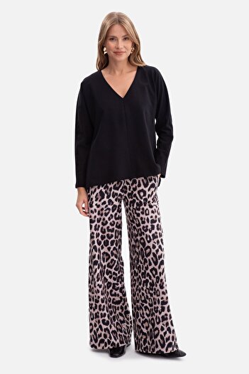 BEWEAR Wide-leg trousers with print and elastic waist