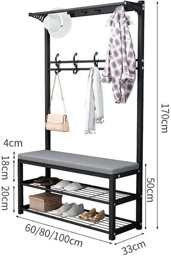 Türkiye Coat Rack with Shoe Bench, Entryway Hall Tree with 2-Tier Shoe Rack And 10 Hooks for Entryway Hallwa