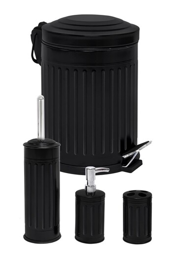 NETAVANTAJ Foreca Vintage 4-Piece Bathroom Set Black