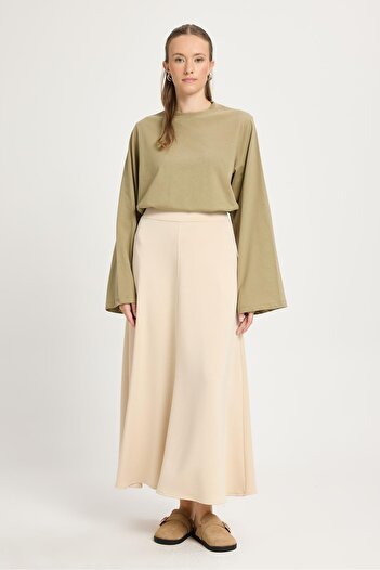 minaaise Women's Stone Modal Fabric Soft Knitted Long Skirt 30007