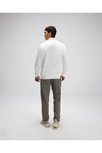 Ellesse Λευκό ανδρικό φούτερ με μισό φερμουάρ Em580