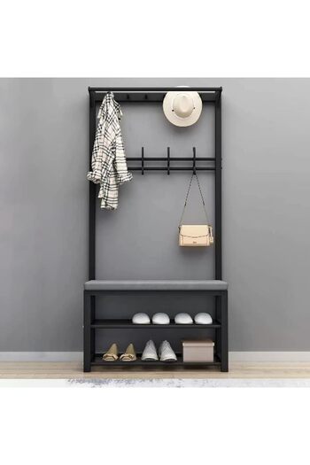 Türkiye Coat Rack with Shoe Bench, Entryway Hall Tree with 2-Tier Shoe Rack And 10 Hooks for Entryway Hallwa