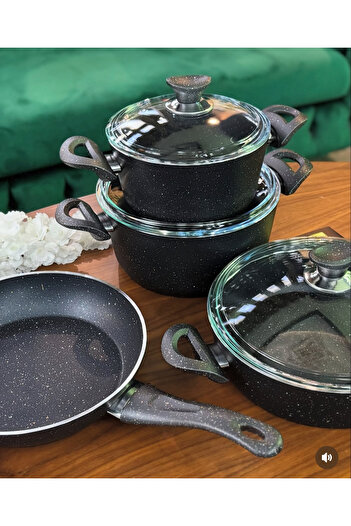 moonalight Black Granite 7 Piece Cookware Set