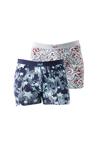 Hmd Set of Two Patterned Lycra Men's Boxers Colorful and Cotton