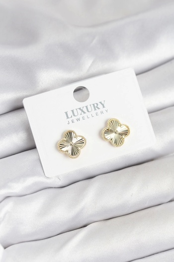 Clariss Brass Gold Color Single Clover Women's Earrings